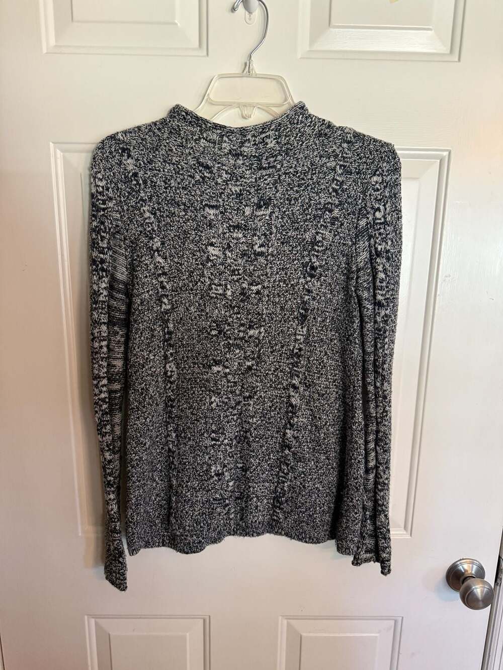 Gap Cable Knit Mock Neck Sweater Size S Black White Melange